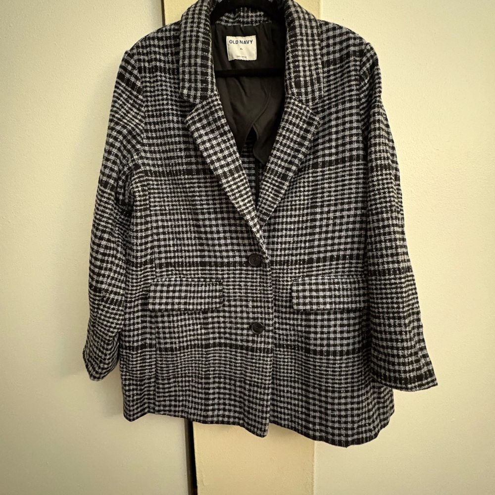 Old Navy Black and White Houndstooth Blazer